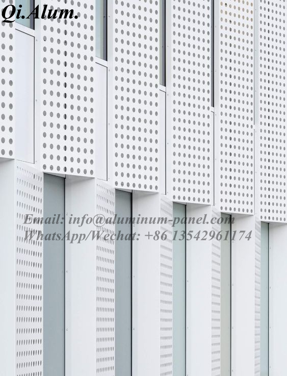 Library outdoor curtain wall decorative white aluminum perforated panel project